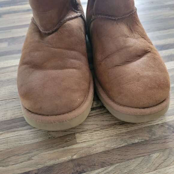 UGG Classic Tall 5815 Suede & Shearling Lined Boots in Chestnut Brown Color - Picture 8 of 12